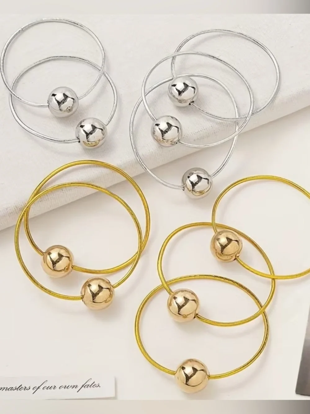 Sterling Silver-Tone Bead Hair Rings & Hair Tie Set - Silver